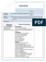 Lista de Chequeo Diagnostico 1 ANIMACIÒN TURISTICA - 10 - 2014