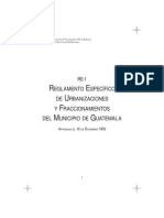 RE-1 Reglamento Especifico de Urbanizacion y Fraccionamientos Del Municipio de Guatemala