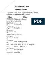 GTA San Andreas Cheat Codes