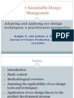 Project Sustainable Design Management: Adopting and Applying Eco-Design Techniques: A Practitioners Perspective