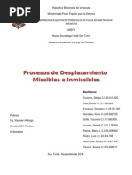 Proceso de Dezplazamiento Miscible e Inmiscible