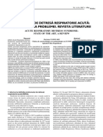 Sindromul de Detresã Respiratorie Acutã: Actualitatea Problemei. Revista Literaturii