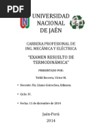 Examen de Termodinámica