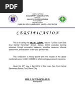 Certification: Kagawaran NG Edukasyon