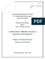 L - Audit Au Maroc Difficultés D - Exercices Et Perspectives de Développement - Aspects Pratiques de L