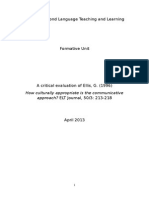 A Critical Evaluation of Ellis, G. (1996) How Culturally Appropriate Is The Communicative Approach? ELT Journal, 50/3: 213-218