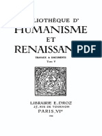 Bibliotheque D'humanisme Et Renaissance Tome V - 1944