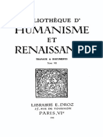 Bibliotheque D'humanisme Et Renaissance Tome Vii - 1945