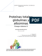 Ensayo NUEVE (Proteínas Totales Globulinas y Albúminas)