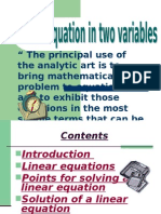 Linear Equations in 2 Variables