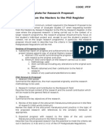 Template For Research Proposal For Transfer To PHD Register (PTP)