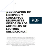 Ejemplos y Conceptos Relevantes en Los Artículos de Lectura Obligatoria