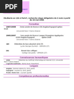 CV en Francais Demande de Stage