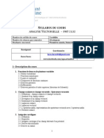 Syllabus Analyse Vectorielle