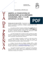 NP - Convocatoria de Subvenciones A Entidades Ciudadanas, OnG's y Clubes Deportivos