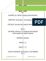 Variantes Lexicas y Fonológicas Español Entre Países Hispanohablantes