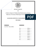 Project Report ON A Study On Impact of Celebrity Brand Endorsements On Buying Behaviour of Customers With Respect To Beverage Industry