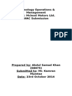 Technology Operations & Management Case: Mcleod Motors Ltd. WAC Submission