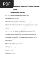 XI Computer Application (Commerce) Previous Questions