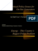 Critical Policy Issues For On-Site Generators