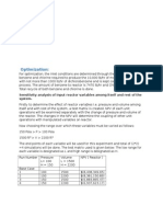 Optimization:: Sensitivity Analysis of Input Reactor Variables Among Itself and Rest of The System