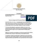 SAN DIEGO (March 24, 2015) - Councilmember Alvarez Has Issued The