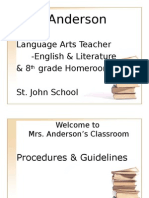 Mrs. Anderson: Language Arts Teacher - English & Literature & 8 Grade Homeroom St. John School