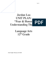 Jordan Loo Unit Plan: "Fear & Honor" Understanding Themes Language Arts 12 Grade