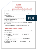 Unit 12 Vocabulary Fill in The Spaces With Words From The List