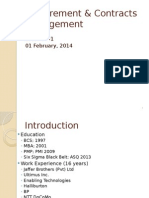 Procurement & Contracts Management: Lecture #1 01 February, 2014