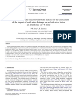 Comparison of Benthic Macroinvertebrate Indices For The Assessment of The Impact of Acid Mine Drainage On An Irish River Below An Abandoned Cues Mine