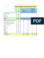 Example Eval Sheet For Tenders