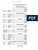 Product Per Case Price Exclusive of Vat Dish Washing Liquid: Supplying in Seconds (PTY) LTD Price List