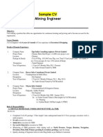 Mining Engineer Recruitment India - Sample CV2