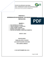 Práctica 1. Determinacion de Densidad, Viscosidad e Indice de Refraccion