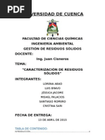 Caracterización de Residuos Sólidos Municipales