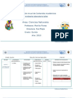 Planificación Anual de Ciencias Naturales Quinto Grado