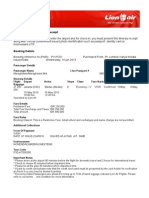 Lion Air Eticket Itinerary / Receipt