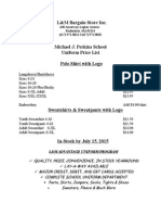 MJPerkins School Uniform Price List