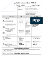 Tornado Biology Weekly Assignment Sheet