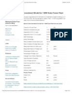 Investment Model For 1 MW Solar Power Plant