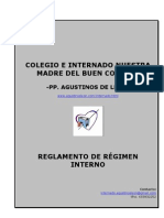 Reglamento de Régimen Interno. Colegio e Internado Ntra. Madre Del Buen Consejo. PP. Agustinos de León