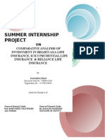 Comparative Analysis of Investment in Bharti Axa Life Insurance, Icici Prudential Life Insurance & Reliance Life Insurance