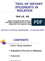 Control of Dietary Supplements in Malaysia: Tan Lie Sie