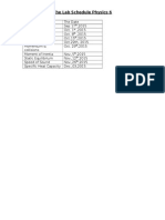 The Lab Schedule Phys6