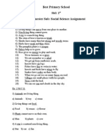 Best Primary School STD: 1 Ist Semester Sub: Social Science Assignment