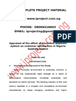 Appraisal of The Effect of Electronic Payment System On Customer Satisfaction in Nigeria Banking System