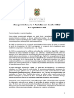 Mensaje Del Gobernador de Puerto Rico Ante El Recibo Del PAF