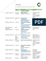 Activity Calendar: January - July, 2016