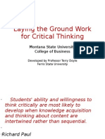 Laying The Ground Work For Critical Thinking Montana State University